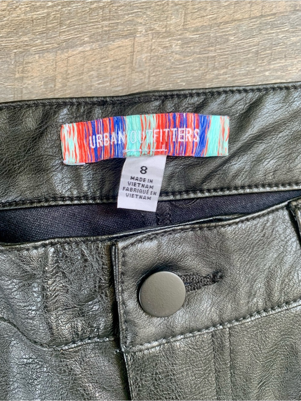 Urban Outfitters Black Faux Leather Button-Front Pants